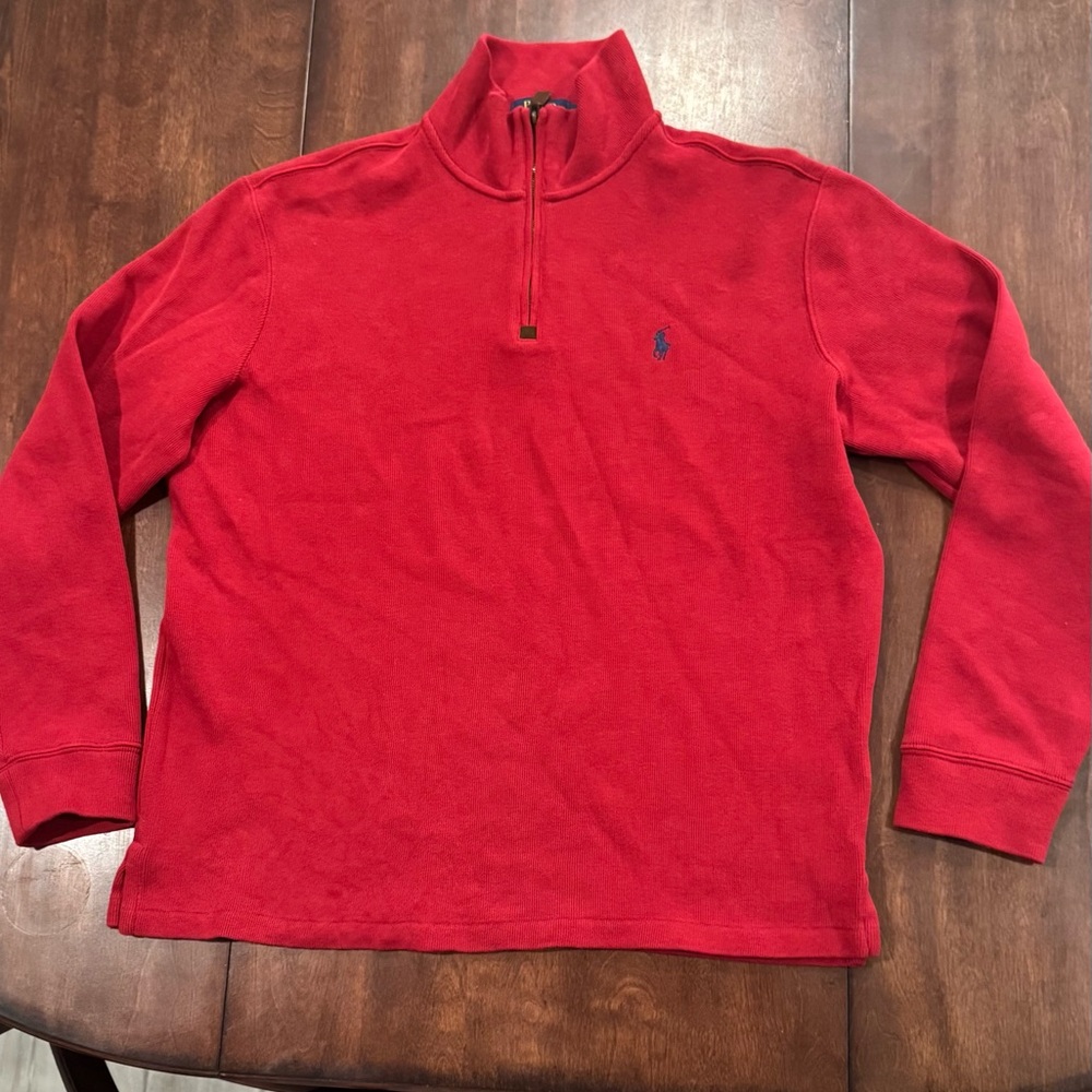 Polo by Ralph Lauren Men's Red Quarter-Zip Sweater Size Large